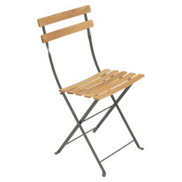 Lot de 2 Chaises Pliantes Bistro Naturel en Acier et en Bois