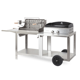 Ensemble Plancha, Barbecue et Chariot Mendy-Alde Baia en Inox