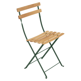 Lot de 2 Chaises Pliantes Bistro Naturel en Acier et en Bois