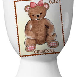 Coquetier nounours timbre