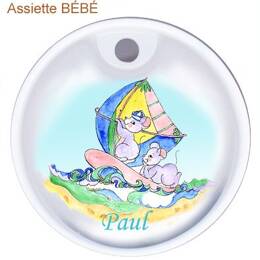 Assiette bébé 2 souries en mer
