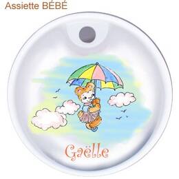 Assiette bébé chauffante oursonne en parapluie