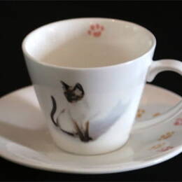 Paire de tasse à thé chat