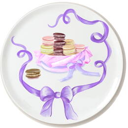 Grand plat rond à gateaux macarons