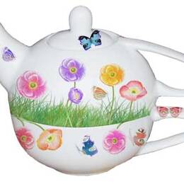 Théière pavots fleurs des champs