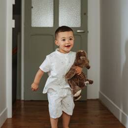 Pyjama court col mao