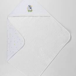 Cape de bain brodée éponge blanche et tissu imprimé