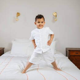 Pyjama court col mao