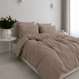 Parure en percale de coton Bleu Clair | Noisette | Blanc