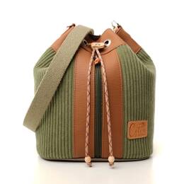 Sac seau ANGELE VELOURS Kaki
