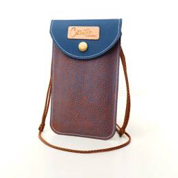 Mini Sac Pochette Cuir téléphone ERI Bleu Orange