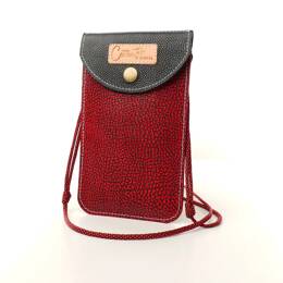 Mini Sac Pochette Cuir téléphone ERI Rouge Noir
