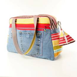 Sac à langer ou sac weekend Jeans imprimé rayé