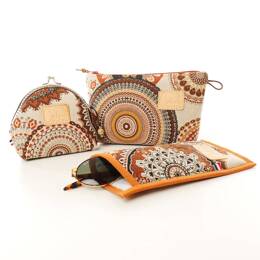 Pochette Trousse Etui à lunettes Mandala Marron