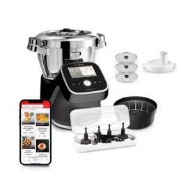 I-Companion Touch Pro, Robot cuiseur, 18 fonctions, Connecté, Pesage intégré, Recettes sur l’Ecran, Capacité XL 10 personnes, Noir, Fabriqué en France + découpe légumes,Robot cuiseur multifonction connecté
