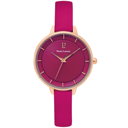 Montre Femme DELICE Cadran Framboise Bracelet  Cuir Framboise