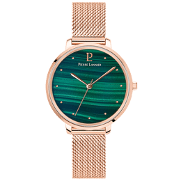 Montre Femme ELARA Cadran Vert Bracelet Acier milanais Doré-rose