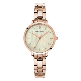 Montre Femme AURA Cadran Blanc Bracelet Acier Doré-rose