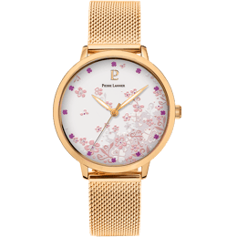 Montre Femme TALLIA Cadran Blanc Bracelet Acier milanais Doré