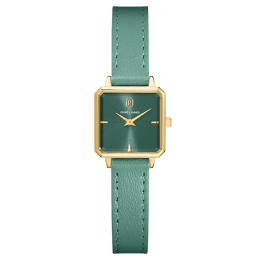 Montre Femme LEONOR Doré Cadran Vert Bracelet Cuir Vert 12 MM