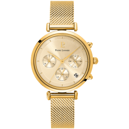 Montre Femme LUTECIA Cadran Doré Bracelet Acier milanais Doré