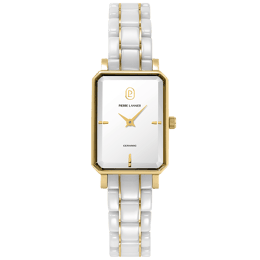 Quartz Femme ARIANE Doré Cadran Blanc Bracelet Acier céramique Blanc 12M