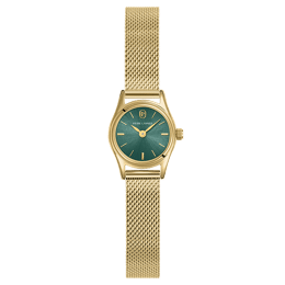 Montre Qua Femme PYA Doré Cadran Vert Bracelet Acier milanais Doré 10 MM