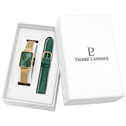 Coffret Femme ARIANE Doré Cadran Vert Bracelet Cuir Vert 12 MM