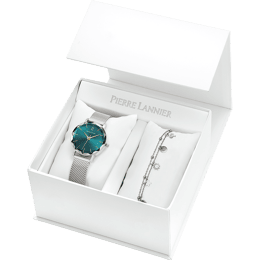 Femme MULTIPLES Argenté Cadran Soleillé Vert Bracelet Acier milanais Argenté 14M