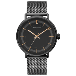 Montre Homme GAIUS Cadran Noir Bracelet Acier milanais Noir