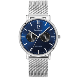 Quartz Homme ESSENTIAL Argenté Cadran Soleillé Bleu Bracelet Acier milanais Argenté 20M