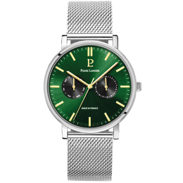 Quartz Homme ESSENTIAL Argenté Cadran Soleillé Vert Bracelet Acier milanais Argenté 20M