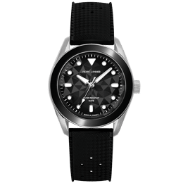 Quartz Mixte BORA Argenté Cadran Noir Bracelet Caoutchouc FKM Noir 20M
