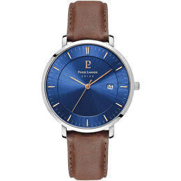 Montre Homme INTI Cadran Bleu Bracelet Cuir Brun