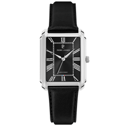 Montre Quartz Homme EMPIRE Argenté Cadran Noir Bracelet Cuir Noir 20 MM