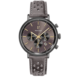 Montre Homme BARON Gris Cadran Gris Bracelet Cuir perforé Gris 20 MM