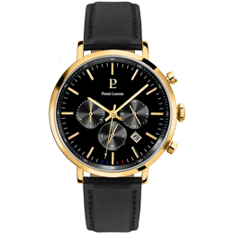 Montre Homme BARON Cadran Noir Bracelet Cuir Noir