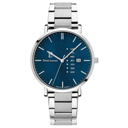 Montre Homme DATA Cadran Bleu Bracelet Acier  Argenté