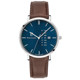 Montre Homme DATA Cadran Bleu Bracelet Cuir  Brun