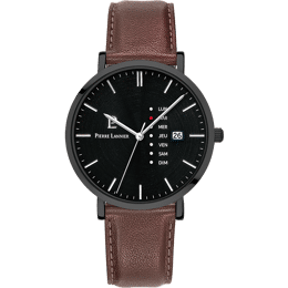 Montre Homme DATA Cadran Noir Bracelet Cuir  Brun