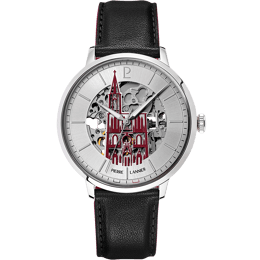 Montre Homme CATHEDRALE Argenté Cadran Argenté Bracelet Cuir Noir 20 MM