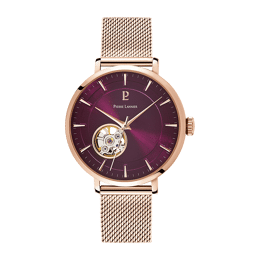 Montre Femme AUTOMATIC Cadran Framboise Bracelet Acier Doré-rose
