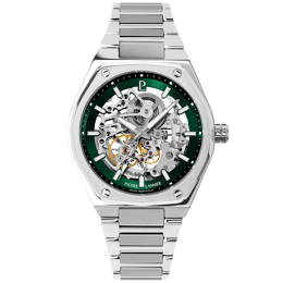 Montre Homme COPILOTE Argenté Cadran Vert Bracelet Acier Argenté 22 MM