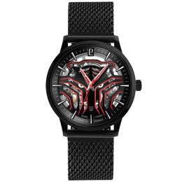 Montre Automatique Homme SHERKHAN Noir Cadran Bracelet Acier milanais Noir 22MM