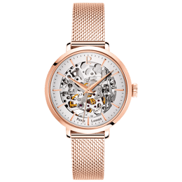Montre Femme AUTOMATIC Cadran Argenté Bracelet Acier milanais Doré rose