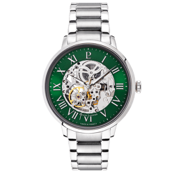Montre Homme AUTOMATIC Argenté Cadran Vert Bracelet Acier Argenté 20 MM
