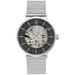 Automatique Homme GAIUS Argenté Cadran Soleillé Noir Bracelet Acier milanais Argenté 20M