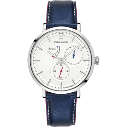 Montre Homme EVIDENCE Cadran Blanc Bracelet Cuir Bleu