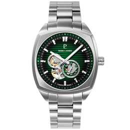 Montre Homme ARCADIUS Argenté Cadran Vert Bracelet Acier Argenté 22 MM