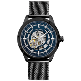 Automatique Homme AUTOMATIC Noir Cadran Soleillé Bleu Bracelet Acier milanais Noir 22M